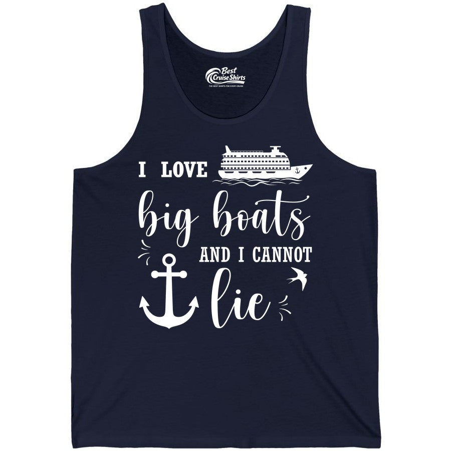 Funny Cruise Shirt - Nautical Big Boats Shirt for Cruise Lovers (Tank Top) in Navy - I Love Big Boats And I Cannot Lie Funny Cruise Shirt Nautical Anchor