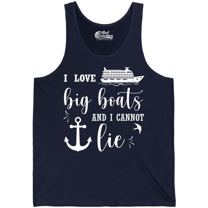 Funny Cruise Shirt - Nautical Big Boats Shirt for Cruise Lovers (Tank Top) in Navy - I Love Big Boats And I Cannot Lie Funny Cruise Shirt Nautical Anchor