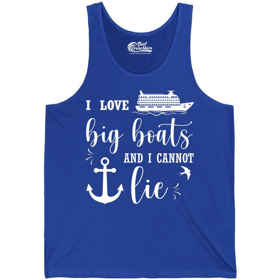 Funny Cruise Shirt - Nautical Big Boats Shirt for Cruise Lovers (Tank Top) in True Royal - I Love Big Boats And I Cannot Lie Funny Cruise Shirt Nautical Anchor