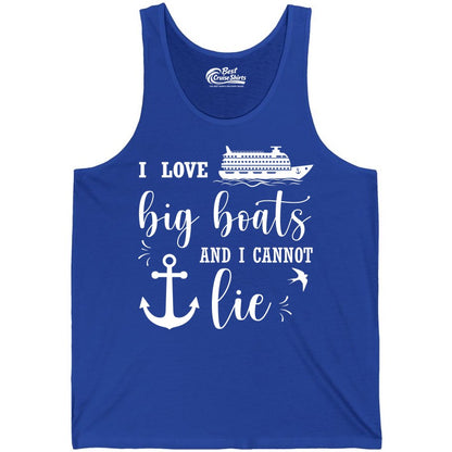 Funny Cruise Shirt - Nautical Big Boats Shirt for Cruise Lovers (Tank Top) in True Royal - I Love Big Boats And I Cannot Lie Funny Cruise Shirt Nautical Anchor