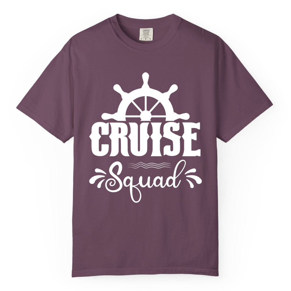Cruise Squad Shirt - Matching Cruise Group Nautical Apparel (Comfort Color) in Berry - Cruise Squad Shirt - Nautical Wheel Matching Cruise Group Tee Design