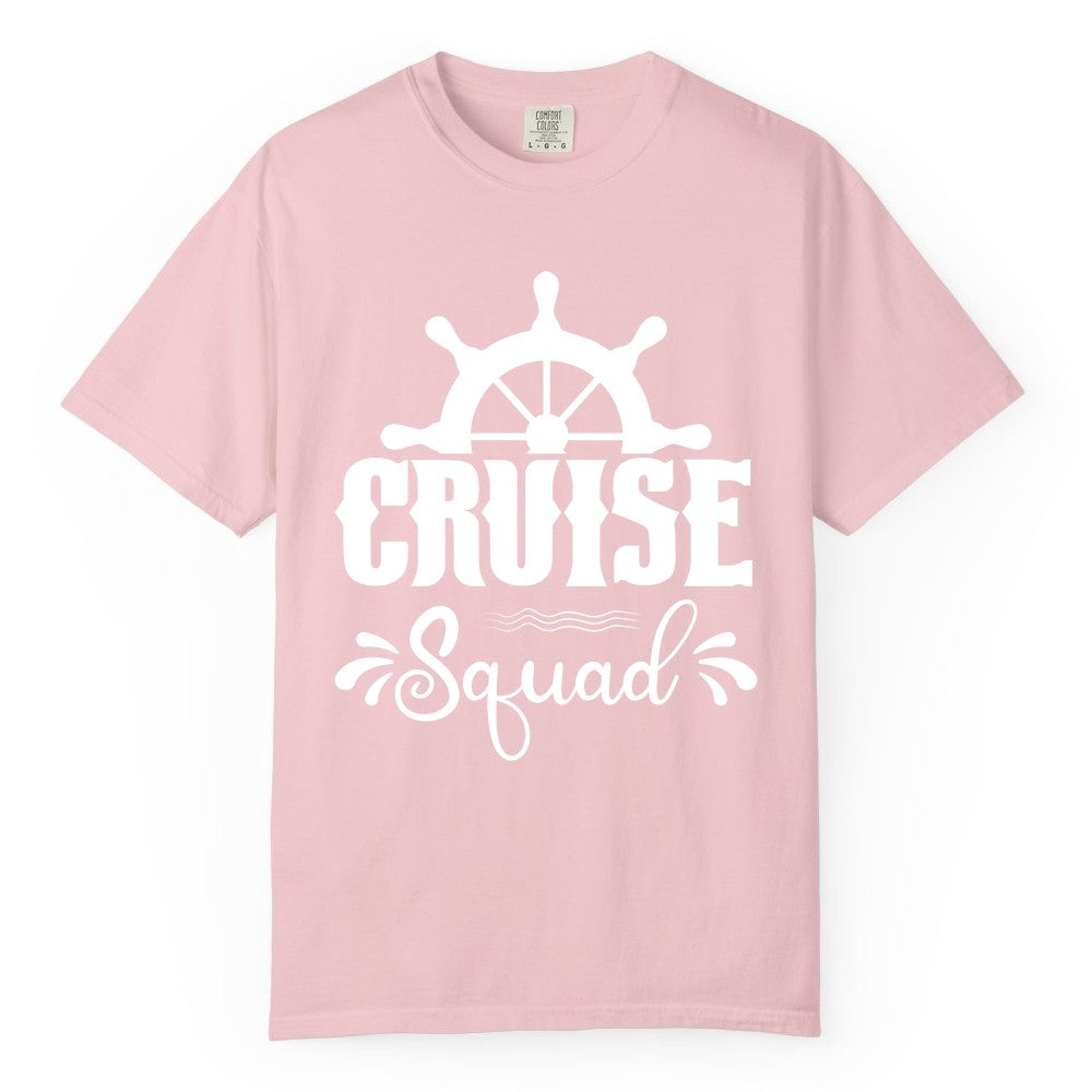 Cruise Squad Shirt - Matching Cruise Group Nautical Apparel (Comfort Color) in Blossom - Cruise Squad Shirt - Nautical Wheel Matching Cruise Group Tee Design