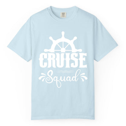 Cruise Squad Shirt - Matching Cruise Group Nautical Apparel (Comfort Color) in Chambray - Cruise Squad Shirt - Nautical Wheel Matching Cruise Group Tee Design