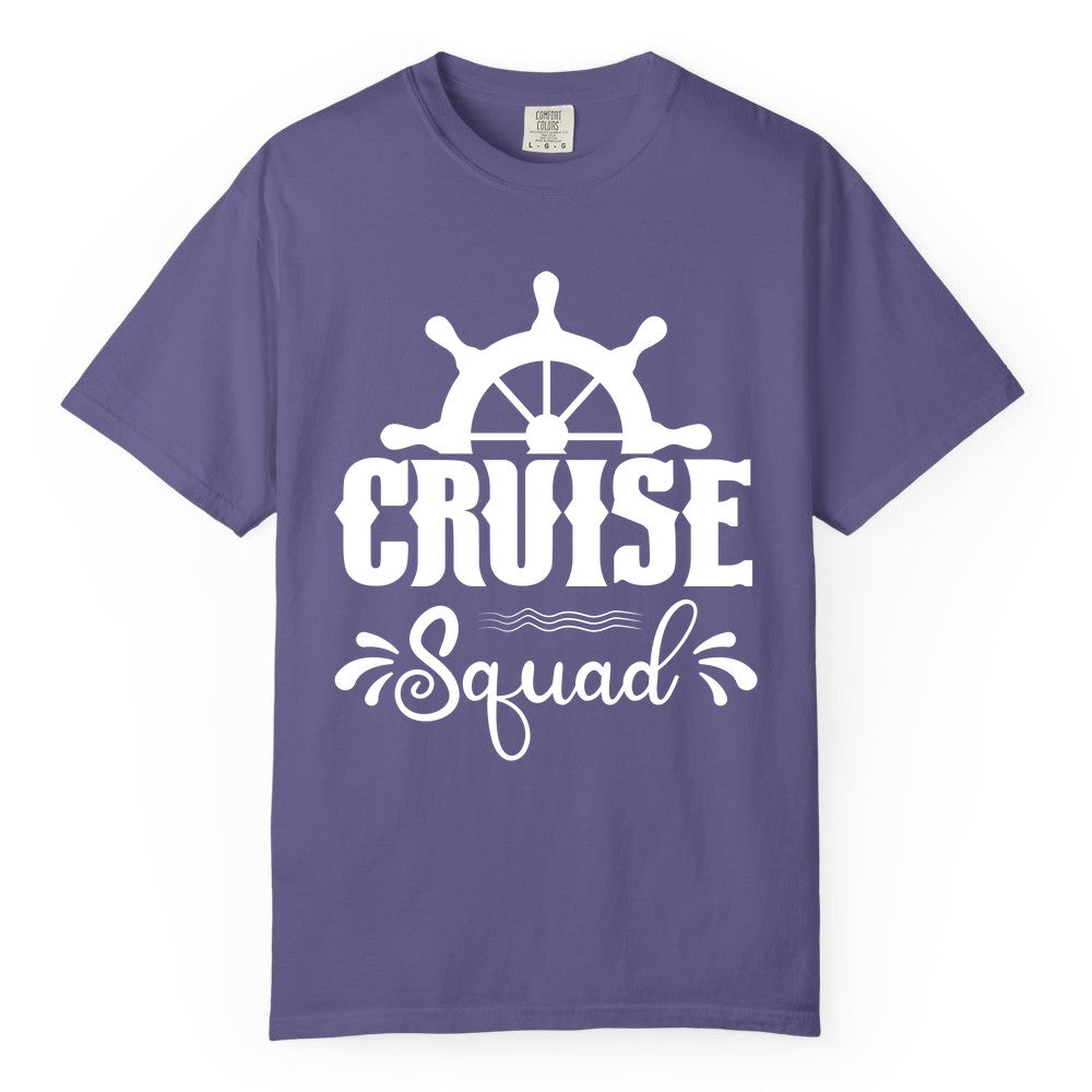 Cruise Squad Shirt - Matching Cruise Group Nautical Apparel (Comfort Color) in Grape - Cruise Squad Shirt - Nautical Wheel Matching Cruise Group Tee Design