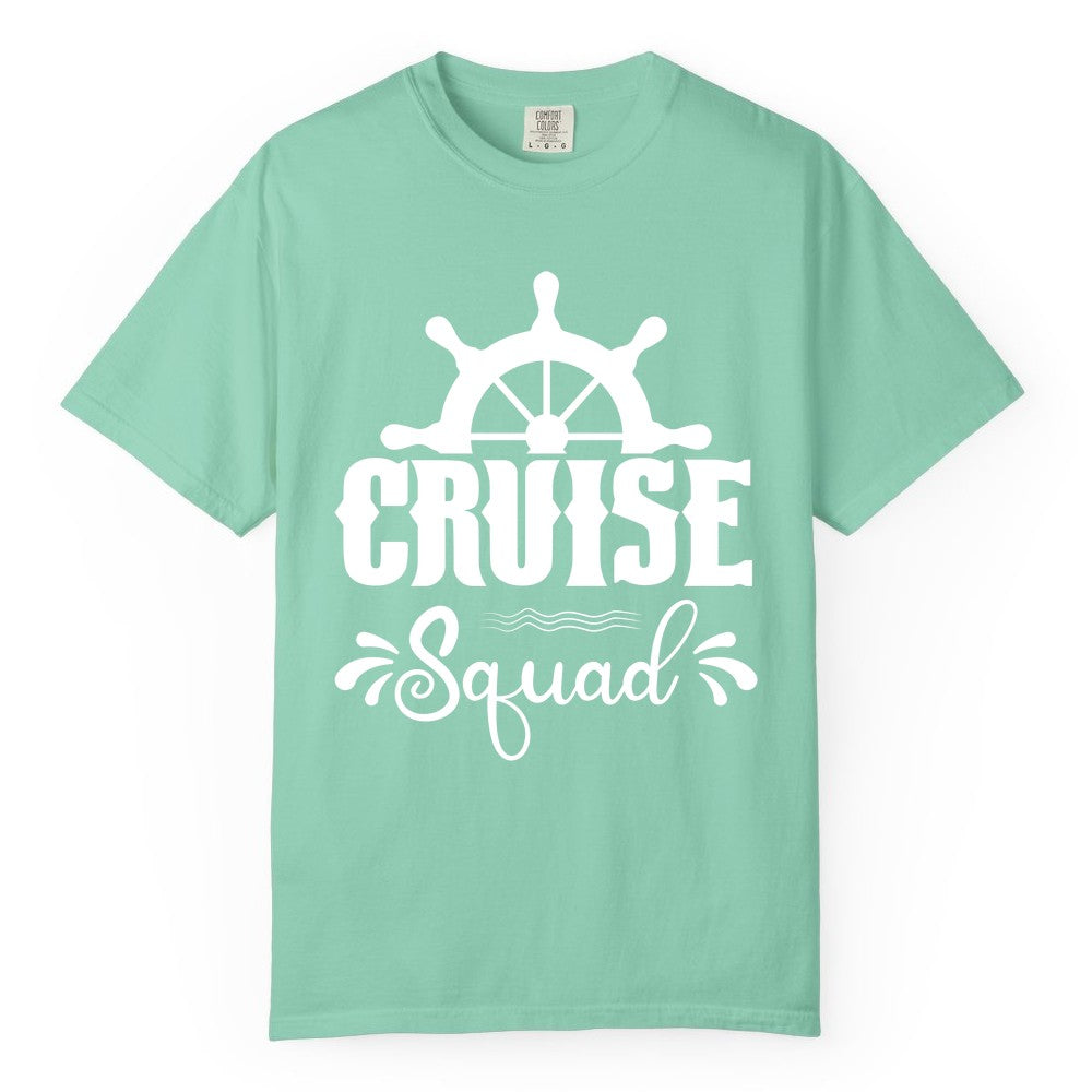 Cruise Squad Shirt - Matching Cruise Group Nautical Apparel (Comfort Color) in Island Reef - Cruise Squad Shirt - Nautical Wheel Matching Cruise Group Tee Design