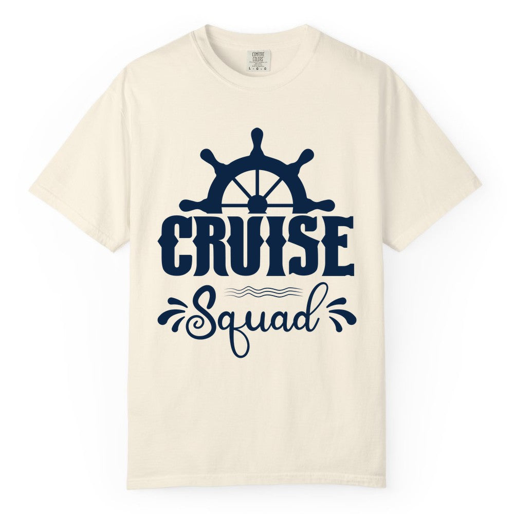 Cruise Squad Shirt - Matching Cruise Group Nautical Apparel (Comfort Color) in Ivory - Cruise Squad Shirt - Nautical Wheel Matching Cruise Group Tee Design