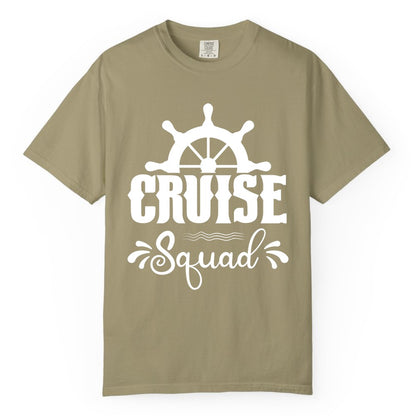 Cruise Squad Shirt - Matching Cruise Group Nautical Apparel (Comfort Color) in Khaki - Cruise Squad Shirt - Nautical Wheel Matching Cruise Group Tee Design