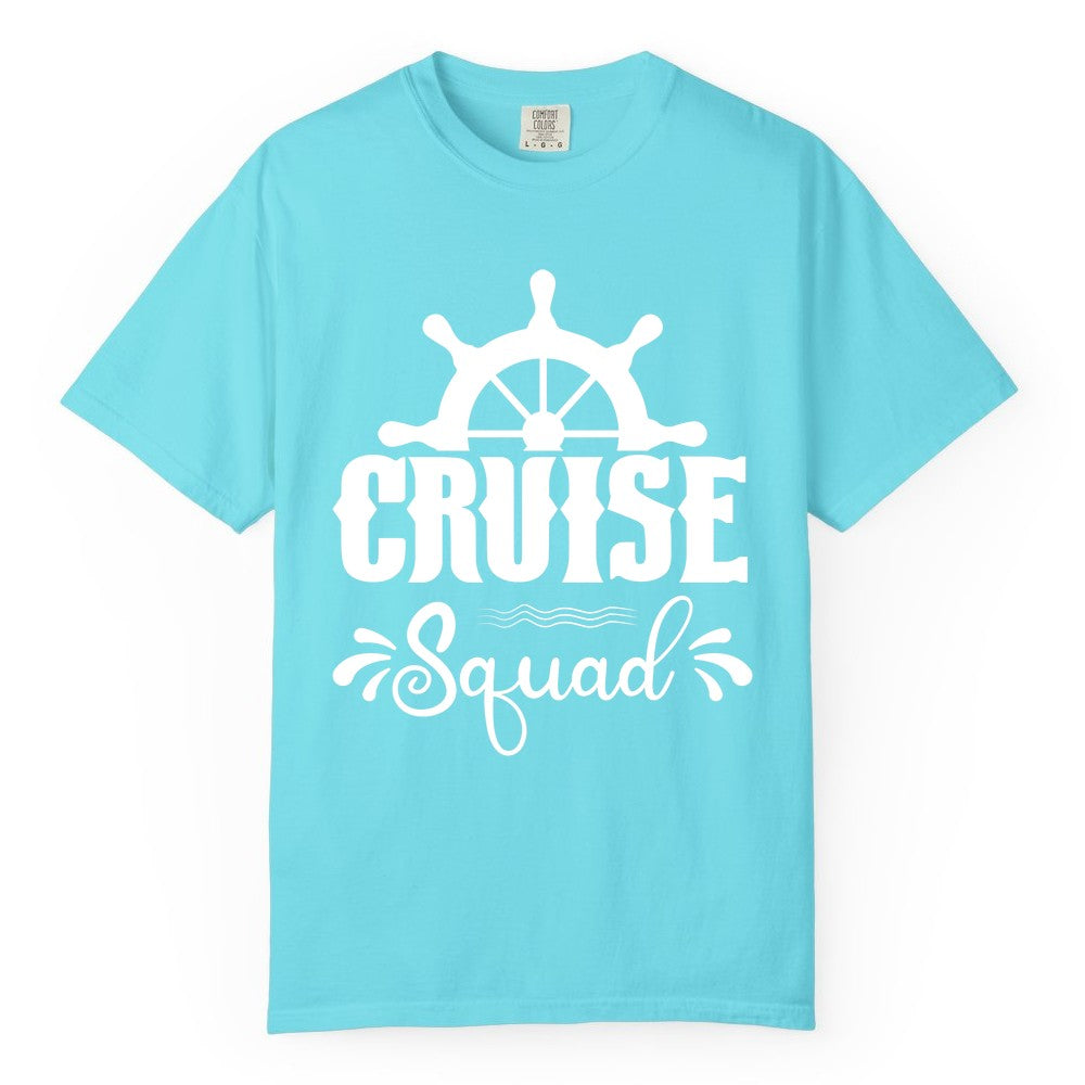 Cruise Squad Shirt - Matching Cruise Group Nautical Apparel (Comfort Color) in Lagoon Blue - Cruise Squad Shirt - Nautical Wheel Matching Cruise Group Tee Design