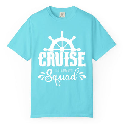 Cruise Squad Shirt - Matching Cruise Group Nautical Apparel (Comfort Color) in Lagoon Blue - Cruise Squad Shirt - Nautical Wheel Matching Cruise Group Tee Design
