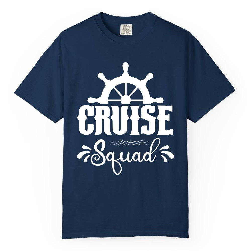 Cruise Squad Shirt - Matching Cruise Group Nautical Apparel (Comfort Color) in Navy - Cruise Squad Shirt - Nautical Wheel Matching Cruise Group Tee Design