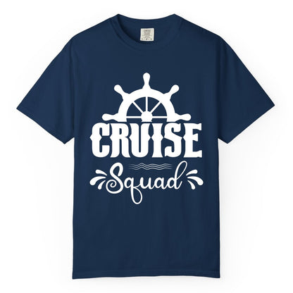 Cruise Squad Shirt - Matching Cruise Group Nautical Apparel (Comfort Color) in Navy - Cruise Squad Shirt - Nautical Wheel Matching Cruise Group Tee Design