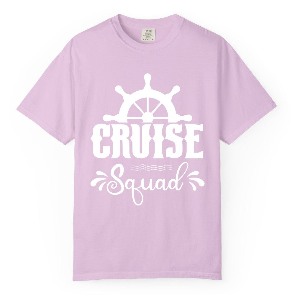 Cruise Squad Shirt - Matching Cruise Group Nautical Apparel (Comfort Color) in Orchid - Cruise Squad Shirt - Nautical Wheel Matching Cruise Group Tee Design