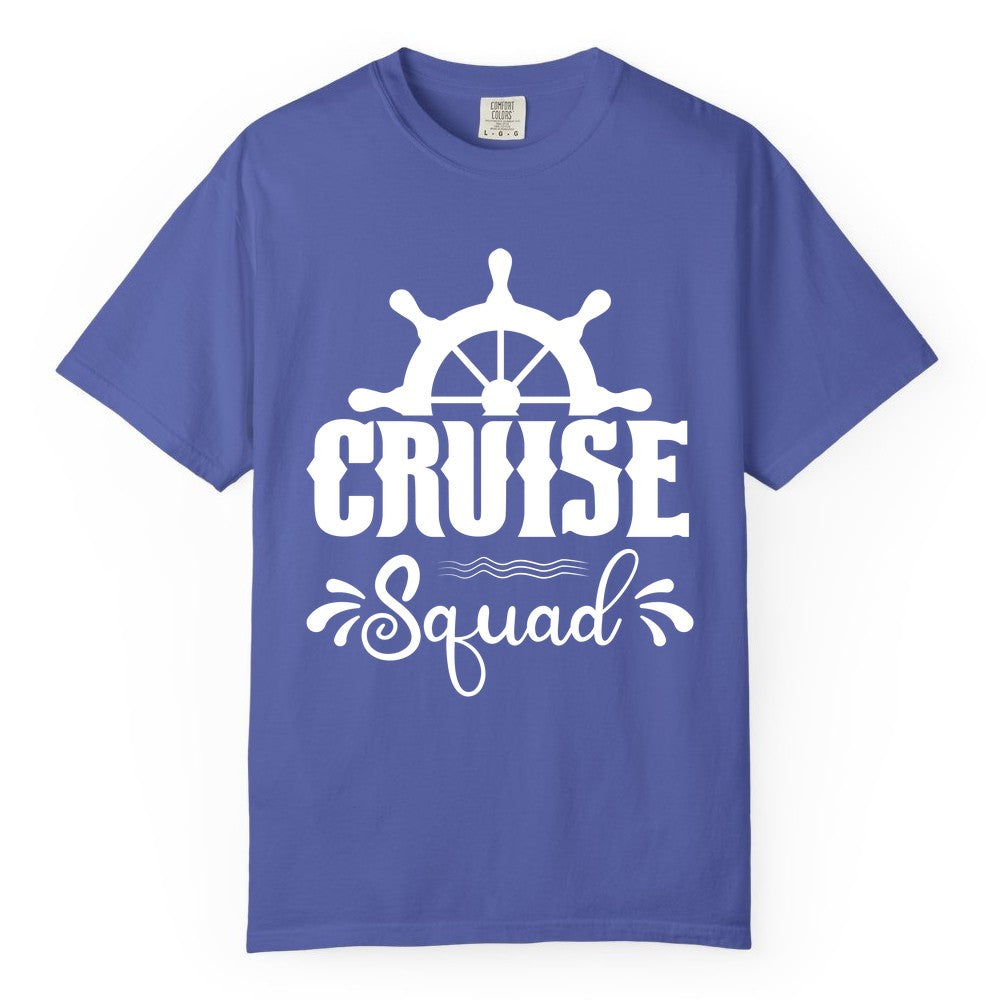 Cruise Squad Shirt - Matching Cruise Group Nautical Apparel (Comfort Color) in Periwinkle - Cruise Squad Shirt - Nautical Wheel Matching Cruise Group Tee Design