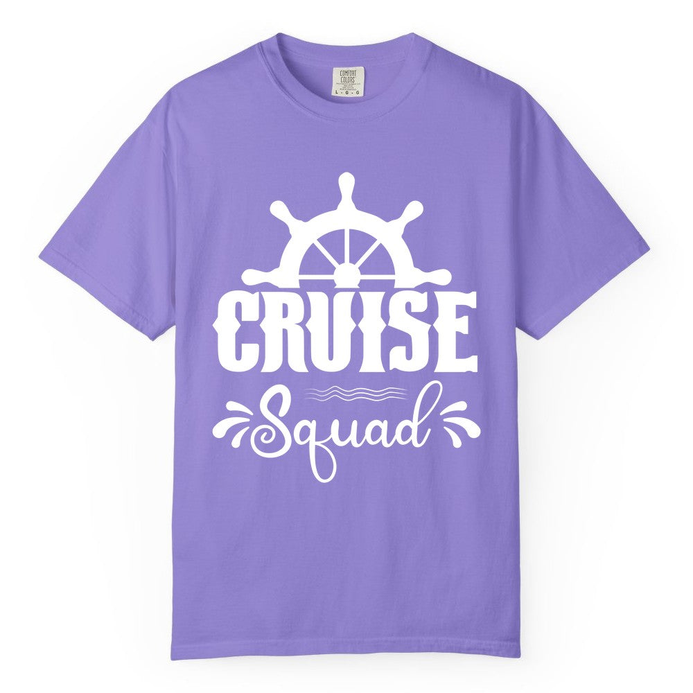 Cruise Squad Shirt - Matching Cruise Group Nautical Apparel (Comfort Color) in Violet - Cruise Squad Shirt - Nautical Wheel Matching Cruise Group Tee Design