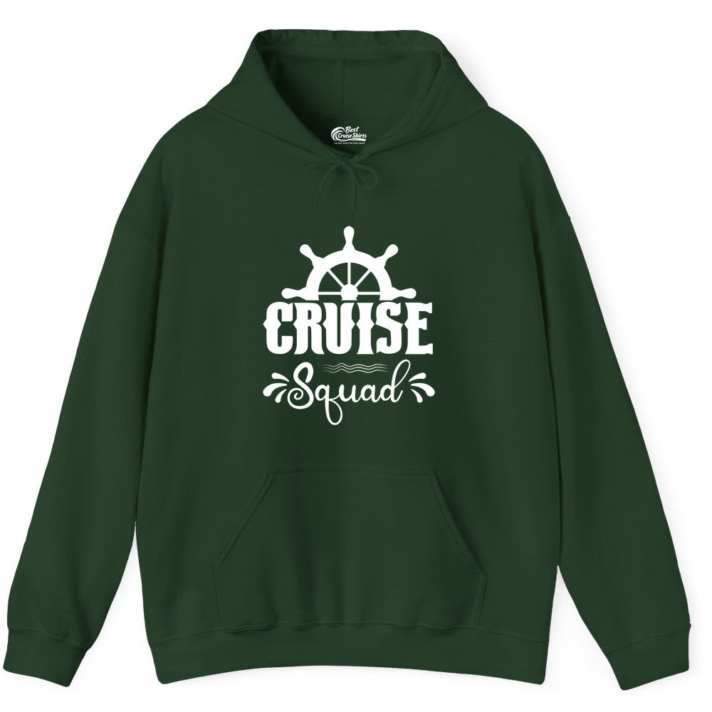 Cruise Squad Shirt - Matching Cruise Group Nautical Apparel (Hoodie) in Forest Green - Cruise Squad Shirt - Nautical Wheel Matching Cruise Group Tee Design