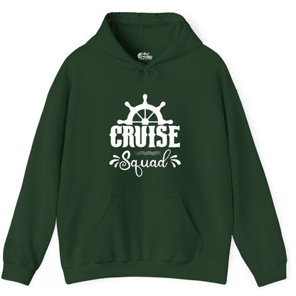 Cruise Squad Shirt - Matching Cruise Group Nautical Apparel (Hoodie) in Forest Green - Cruise Squad Shirt - Nautical Wheel Matching Cruise Group Tee Design