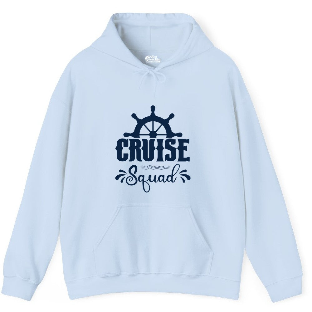 Cruise Squad Shirt - Matching Cruise Group Nautical Apparel (Hoodie) in Light Blue - Cruise Squad Shirt - Nautical Wheel Matching Cruise Group Tee Design