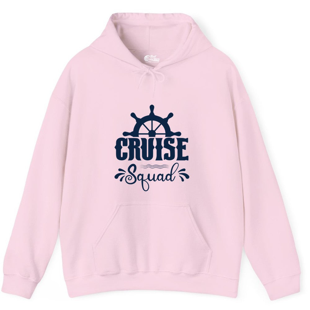 Cruise Squad Shirt - Matching Cruise Group Nautical Apparel (Hoodie) in Light Pink - Cruise Squad Shirt - Nautical Wheel Matching Cruise Group Tee Design