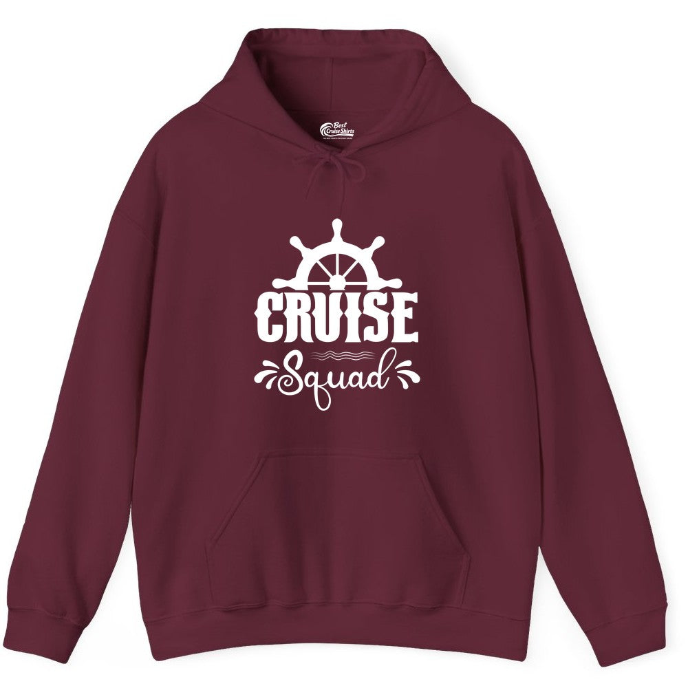 Cruise Squad Shirt - Matching Cruise Group Nautical Apparel (Hoodie) in Maroon - Cruise Squad Shirt - Nautical Wheel Matching Cruise Group Tee Design