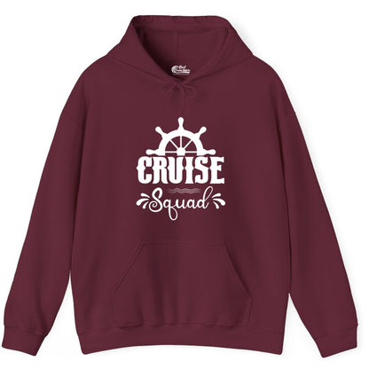 Cruise Squad Shirt - Matching Cruise Group Nautical Apparel (Hoodie) in Maroon - Cruise Squad Shirt - Nautical Wheel Matching Cruise Group Tee Design