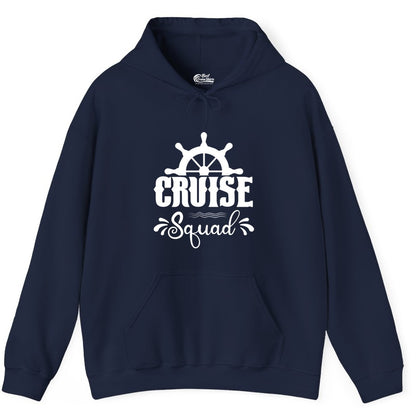 Cruise Squad Shirt - Matching Cruise Group Nautical Apparel (Hoodie) in Navy - Cruise Squad Shirt - Nautical Wheel Matching Cruise Group Tee Design