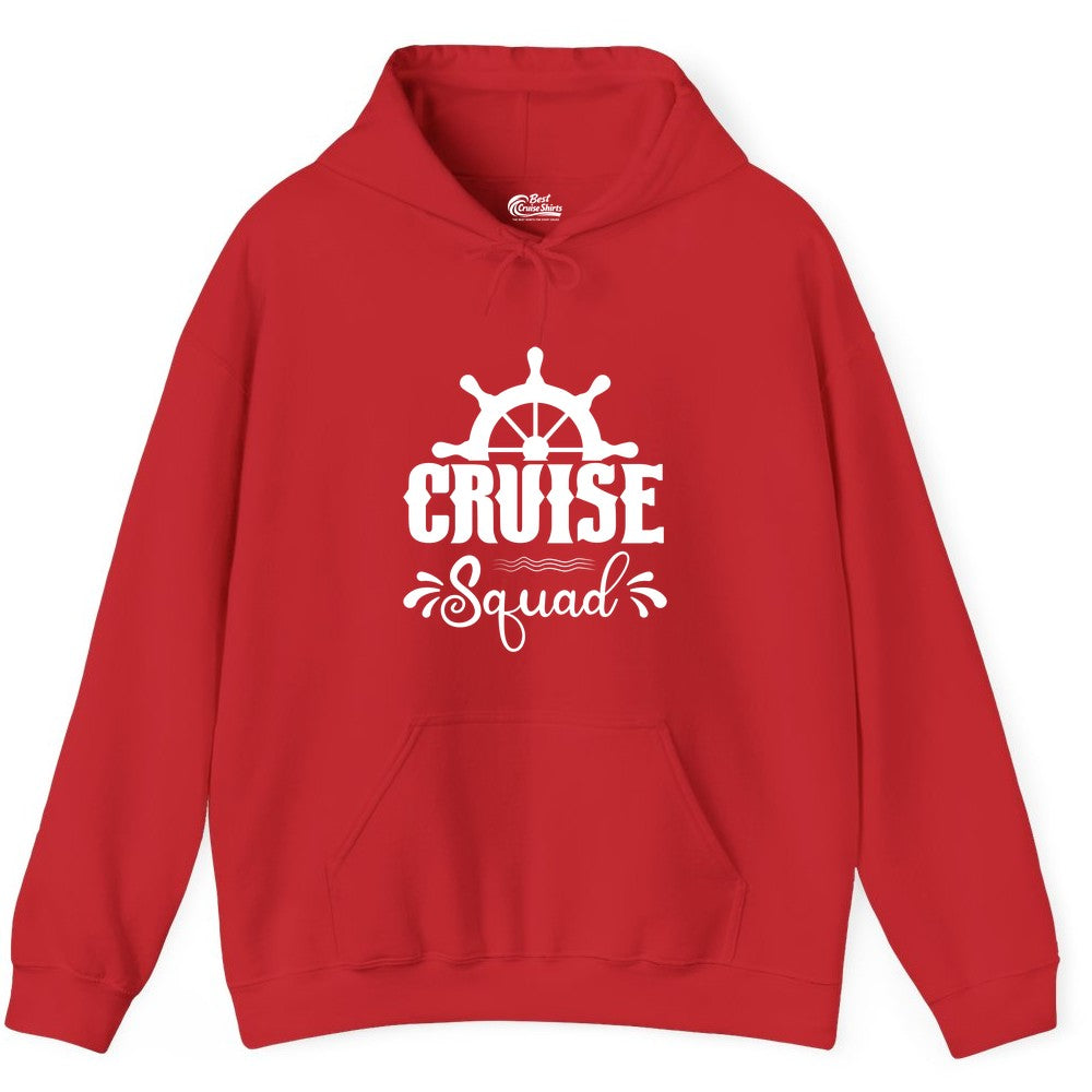 Cruise Squad Shirt - Matching Cruise Group Nautical Apparel (Hoodie) in Red - Cruise Squad Shirt - Nautical Wheel Matching Cruise Group Tee Design