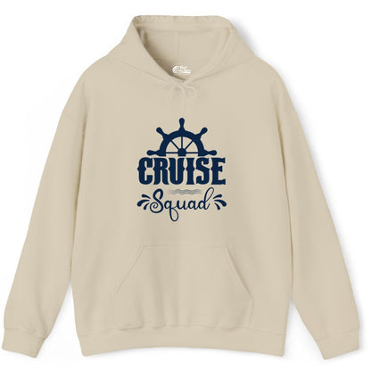 Cruise Squad Shirt - Matching Cruise Group Nautical Apparel (Hoodie) in Sand - Cruise Squad Shirt - Nautical Wheel Matching Cruise Group Tee Design