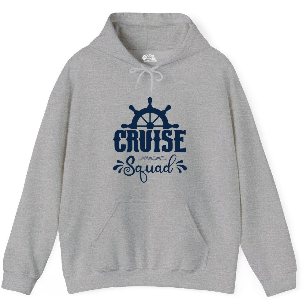 Cruise Squad Shirt - Matching Cruise Group Nautical Apparel (Hoodie) in Sport Grey - Cruise Squad Shirt - Nautical Wheel Matching Cruise Group Tee Design