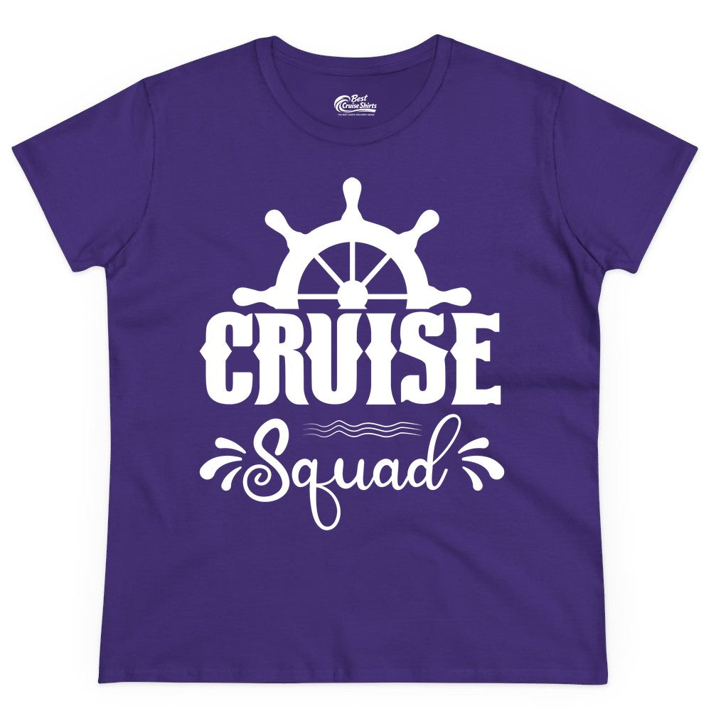 Cruise Squad Shirt - Matching Cruise Group Nautical Apparel (Ladies Tee) in Purple - Cruise Squad Shirt - Nautical Wheel Matching Cruise Group Tee Design