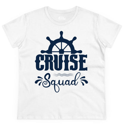 Cruise Squad Shirt - Matching Cruise Group Nautical Apparel (Ladies Tee) in White - Cruise Squad Shirt - Nautical Wheel Matching Cruise Group Tee Design