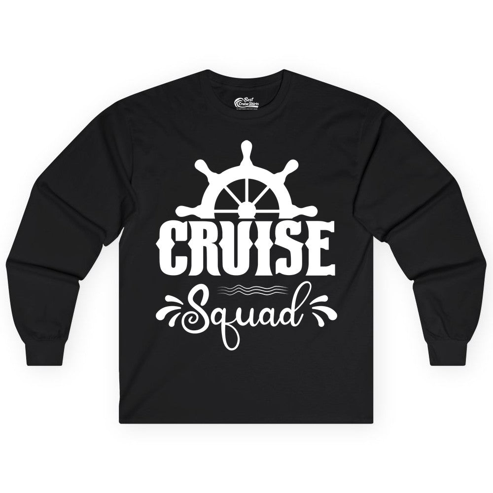Cruise Squad Shirt - Matching Cruise Group Nautical Apparel (Long Sleeve) in Black - Cruise Squad Shirt - Nautical Wheel Matching Cruise Group Tee Design