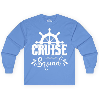 Cruise Squad Shirt - Matching Cruise Group Nautical Apparel (Long Sleeve) in Carolina Blue - Cruise Squad Shirt - Nautical Wheel Matching Cruise Group Tee Design