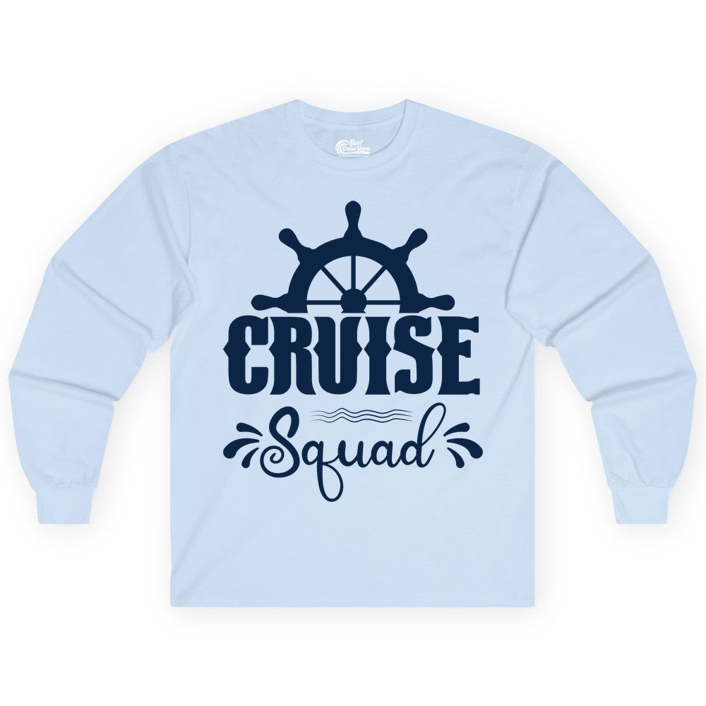 Cruise Squad Shirt - Matching Cruise Group Nautical Apparel (Long Sleeve) in Light Blue - Cruise Squad Shirt - Nautical Wheel Matching Cruise Group Tee Design