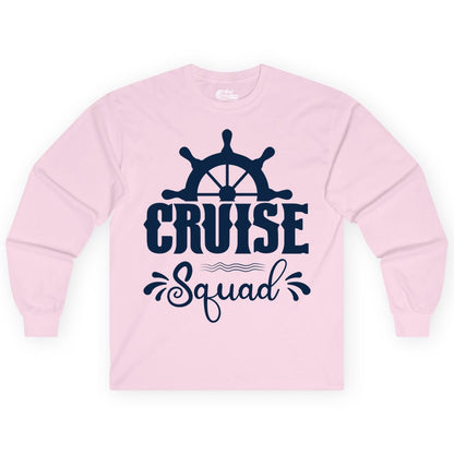 Cruise Squad Shirt - Matching Cruise Group Nautical Apparel (Long Sleeve) in Light Pink - Cruise Squad Shirt - Nautical Wheel Matching Cruise Group Tee Design