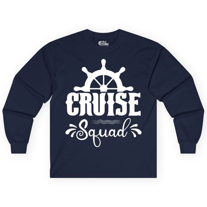 Cruise Squad Shirt - Matching Cruise Group Nautical Apparel (Long Sleeve) in Navy - Cruise Squad Shirt - Nautical Wheel Matching Cruise Group Tee Design