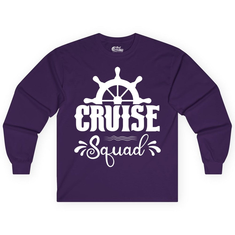 Cruise Squad Shirt - Matching Cruise Group Nautical Apparel (Long Sleeve) in Purple - Cruise Squad Shirt - Nautical Wheel Matching Cruise Group Tee Design