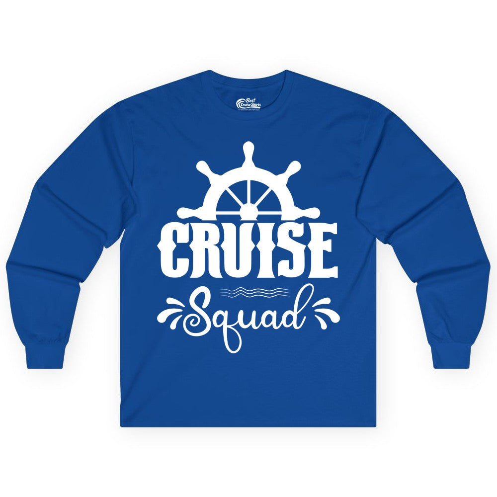 Cruise Squad Shirt - Matching Cruise Group Nautical Apparel (Long Sleeve) in Royal - Cruise Squad Shirt - Nautical Wheel Matching Cruise Group Tee Design