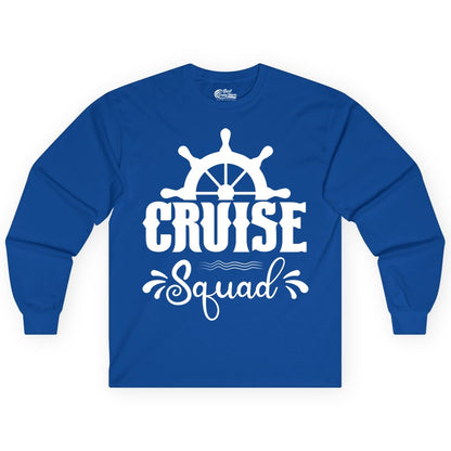 Cruise Squad Shirt - Matching Cruise Group Nautical Apparel (Long Sleeve) in Royal - Cruise Squad Shirt - Nautical Wheel Matching Cruise Group Tee Design