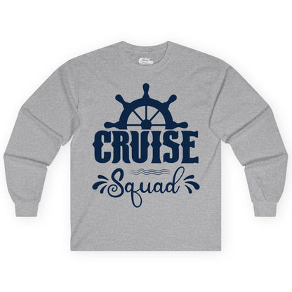 Cruise Squad Shirt - Matching Cruise Group Nautical Apparel (Long Sleeve) in Sport Grey - Cruise Squad Shirt - Nautical Wheel Matching Cruise Group Tee Design