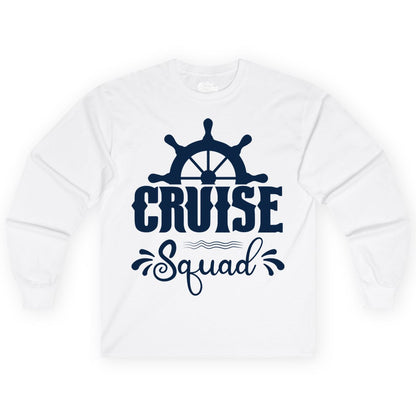 Cruise Squad Shirt - Matching Cruise Group Nautical Apparel (Long Sleeve) in White - Cruise Squad Shirt - Nautical Wheel Matching Cruise Group Tee Design