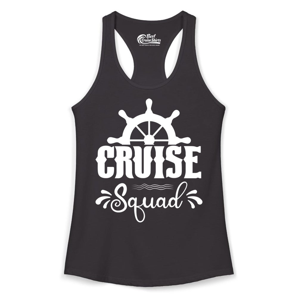 Cruise Squad Shirt - Matching Cruise Group Nautical Apparel (Ladies Tank) in Black - Cruise Squad Shirt - Nautical Wheel Matching Cruise Group Tee Design