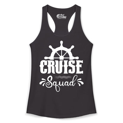 Cruise Squad Shirt - Matching Cruise Group Nautical Apparel (Ladies Tank) in Black - Cruise Squad Shirt - Nautical Wheel Matching Cruise Group Tee Design
