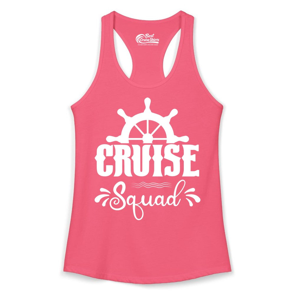 Cruise Squad Shirt - Matching Cruise Group Nautical Apparel (Ladies Tank) in Hot Pink - Cruise Squad Shirt - Nautical Wheel Matching Cruise Group Tee Design
