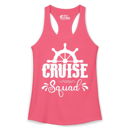 Cruise Squad Shirt - Matching Cruise Group Nautical Apparel (Ladies Tank) in Hot Pink - Cruise Squad Shirt - Nautical Wheel Matching Cruise Group Tee Design