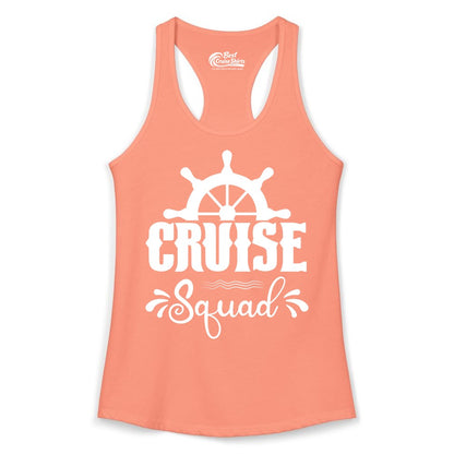 Cruise Squad Shirt - Matching Cruise Group Nautical Apparel (Ladies Tank) in Solid Light Orange - Cruise Squad Shirt - Nautical Wheel Matching Cruise Group Tee Design