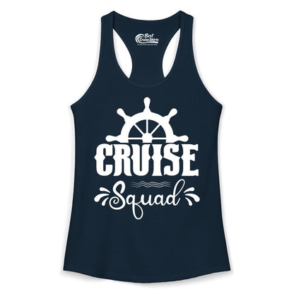 Cruise Squad Shirt - Matching Cruise Group Nautical Apparel (Ladies Tank) in Solid Midnight Navy - Cruise Squad Shirt - Nautical Wheel Matching Cruise Group Tee Design