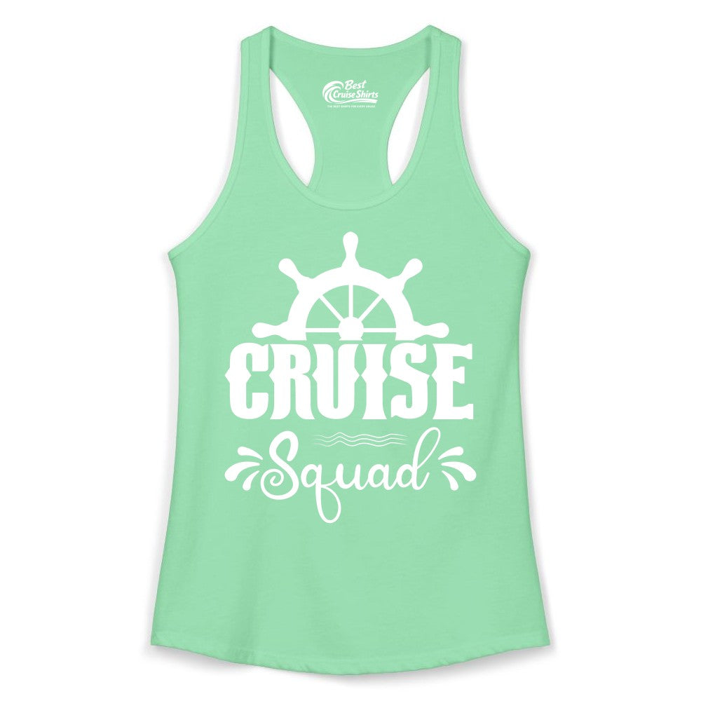 Cruise Squad Shirt - Matching Cruise Group Nautical Apparel (Ladies Tank) in Solid Mint - Cruise Squad Shirt - Nautical Wheel Matching Cruise Group Tee Design