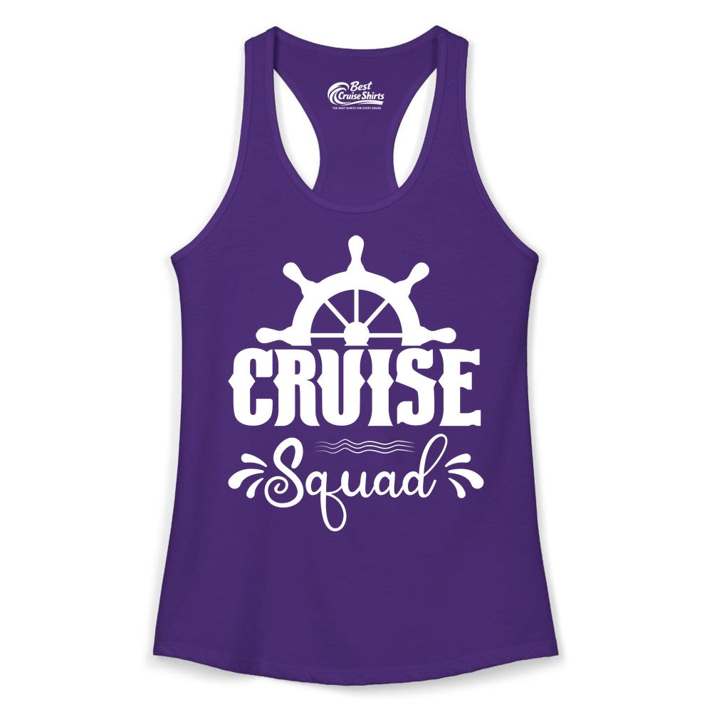 Cruise Squad Shirt - Matching Cruise Group Nautical Apparel (Ladies Tank) in Solid Purple Rush - Cruise Squad Shirt - Nautical Wheel Matching Cruise Group Tee Design