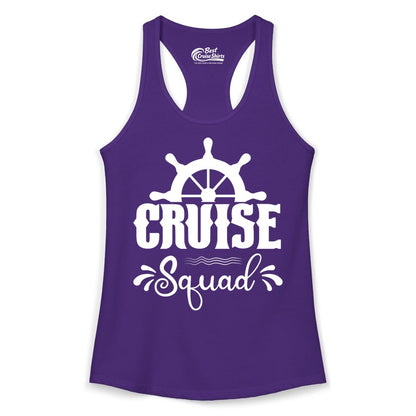 Cruise Squad Shirt - Matching Cruise Group Nautical Apparel (Ladies Tank) in Solid Purple Rush - Cruise Squad Shirt - Nautical Wheel Matching Cruise Group Tee Design