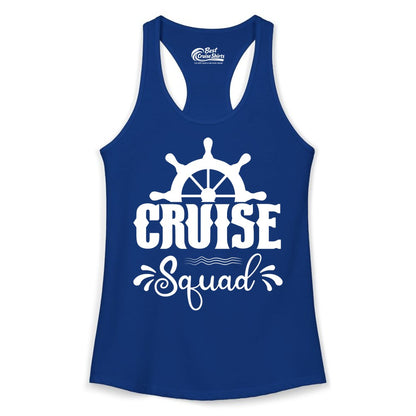 Cruise Squad Shirt - Matching Cruise Group Nautical Apparel (Ladies Tank) in Solid Royal - Cruise Squad Shirt - Nautical Wheel Matching Cruise Group Tee Design